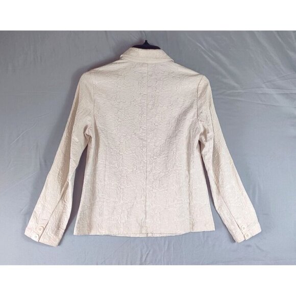 Embossed Appleseeds Blazer Off-White Floral Cottage Core Boho Shabby Chic Career - Picture 6 of 13